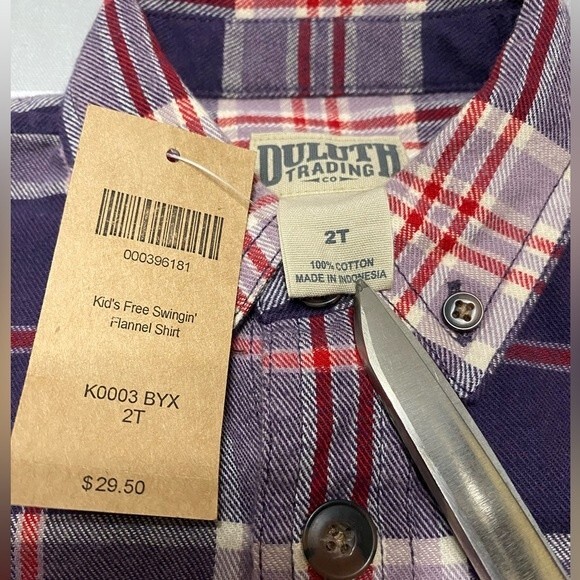 NWT Duluth Trading Girls 2T Flannel Purples - Picture 4 of 6